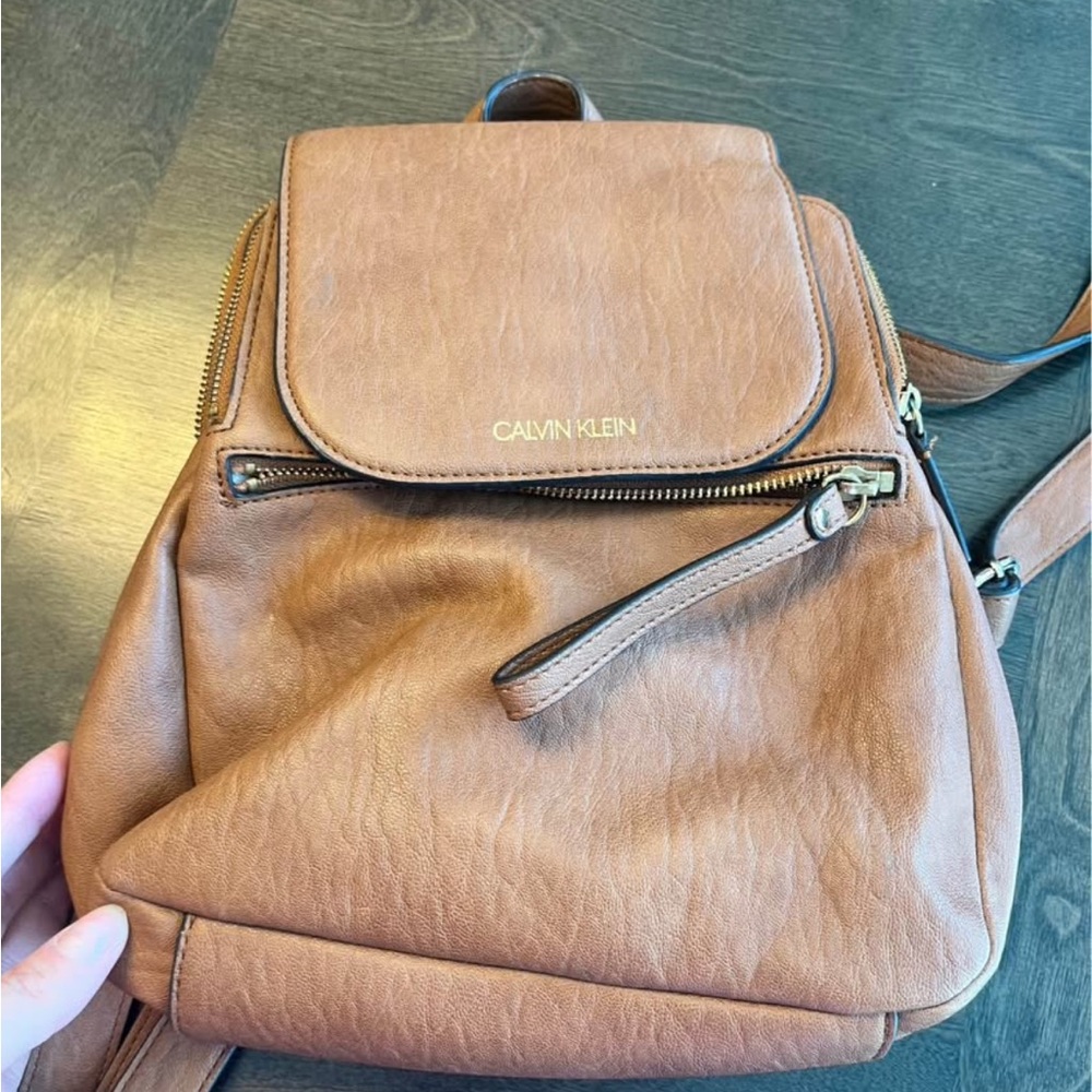 Calvin Klein Tan Leather Backpack